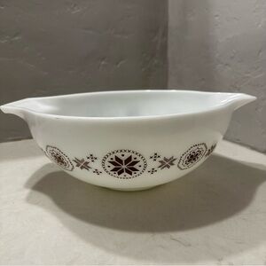 Vintage PYREX Town and Country Pattern 444 4 Qt Mixing Bowl Brown White